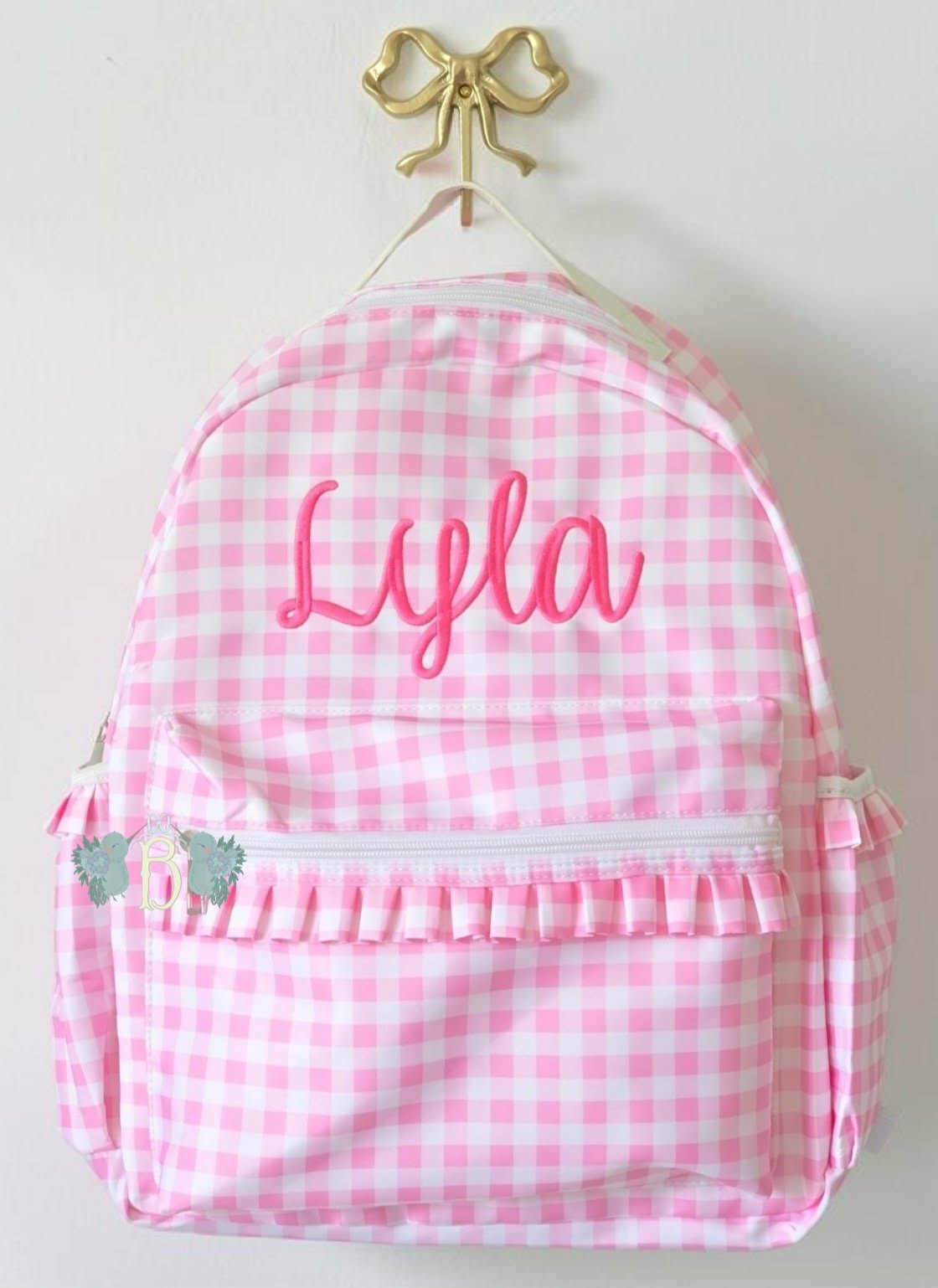 Pink Gingham Backpacks with Ruffles