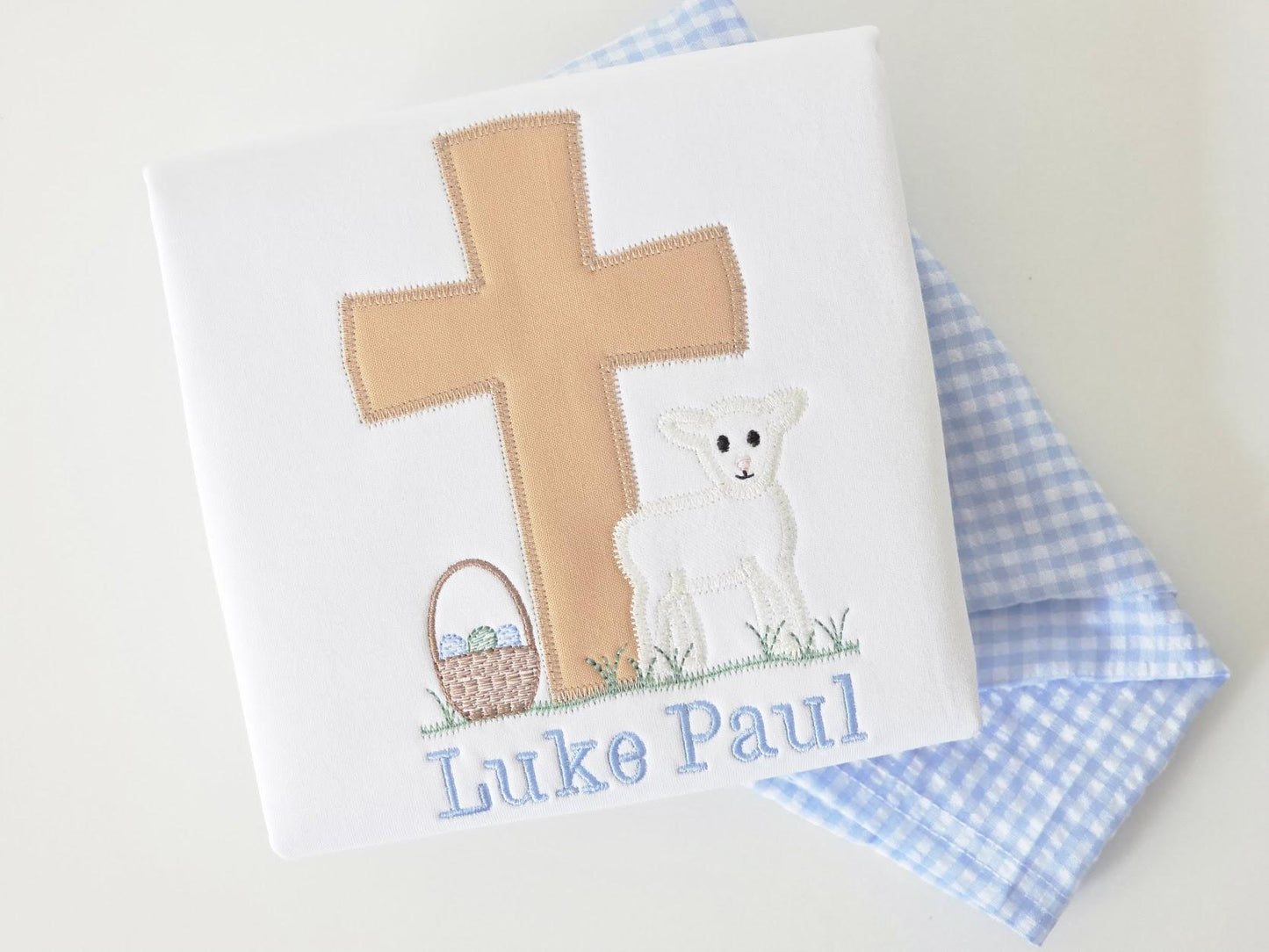 Boys Easter Shirt Lamb & Cross