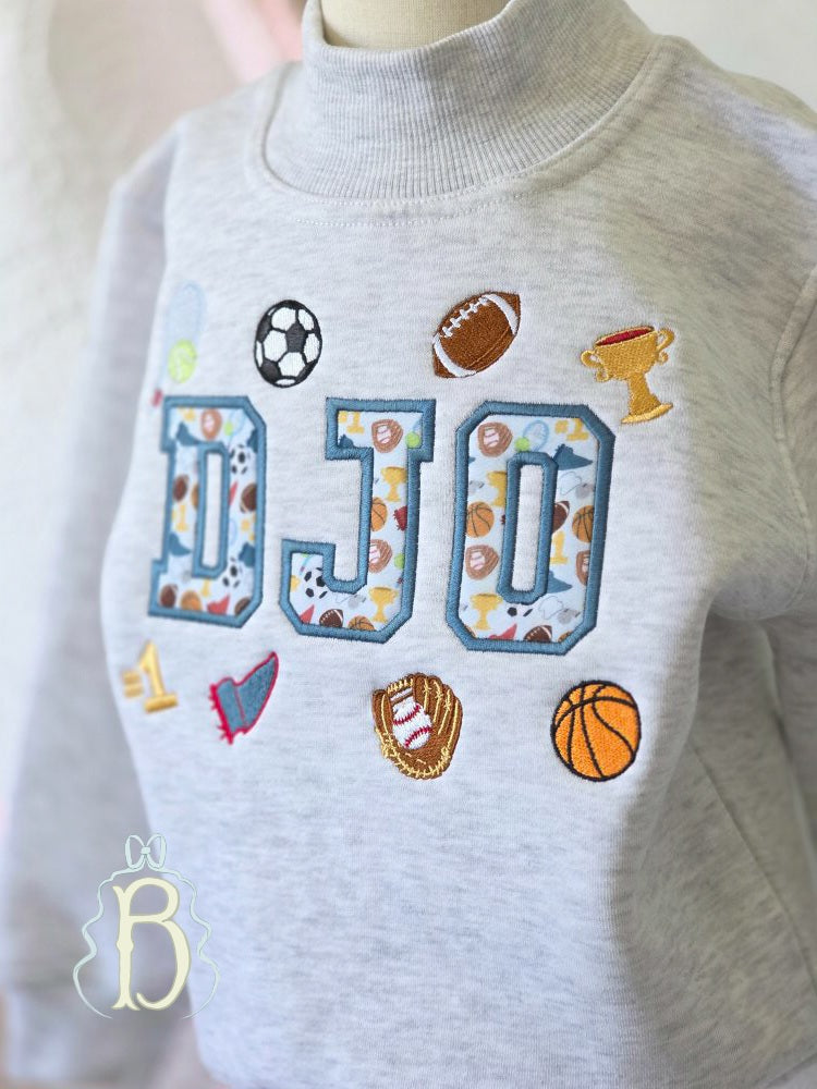 Vintage Sports Personalized Mock Neck Sweatshirt
