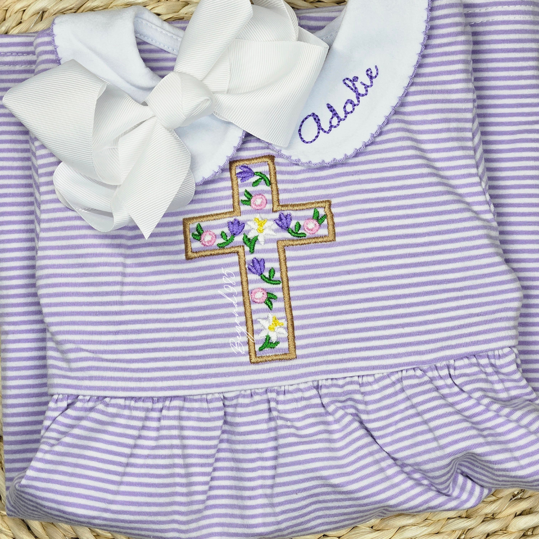 Floral Easter Cross Romper and Dress