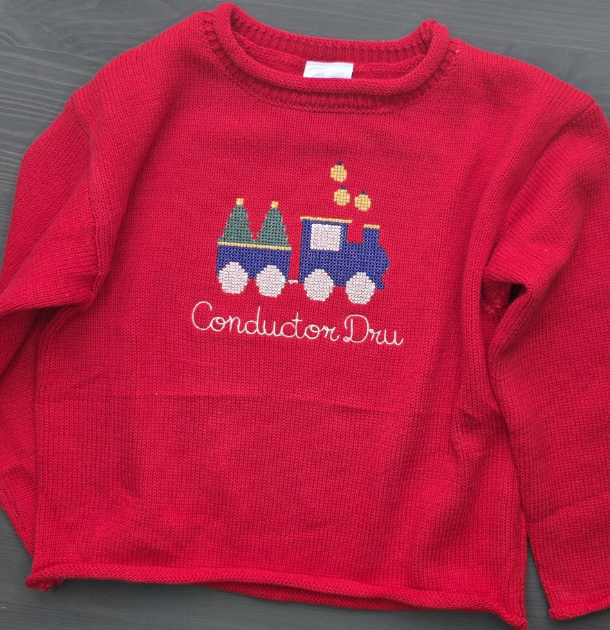 Cross Stitch Christmas Train Rollneck Sweater