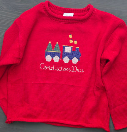 Cross Stitch Christmas Train Rollneck Sweater