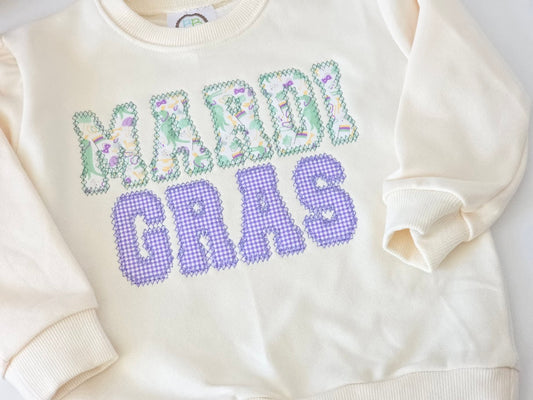 Mardi Gras Sweatshirt | Cream