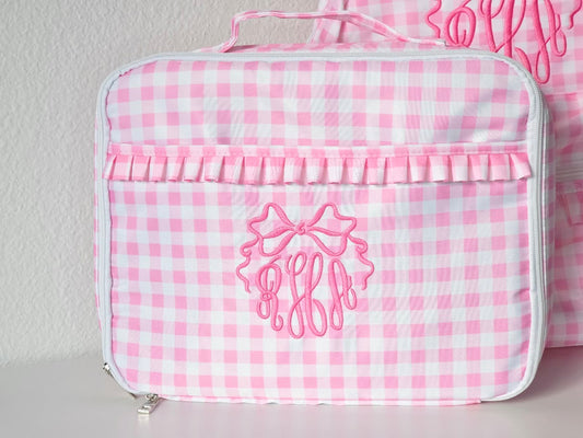 Gingham Lunch Bag with Ruffles | Pink Or Purple