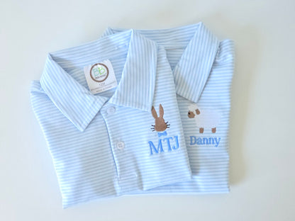 Boys Striped Polo Shirt & Romper