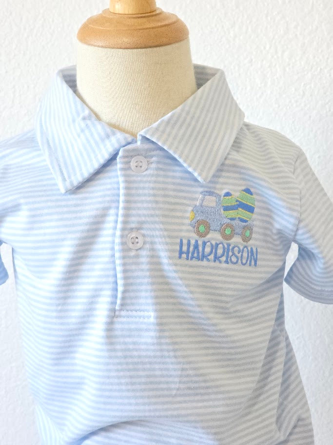 Boys Striped Polo Shirt & Romper