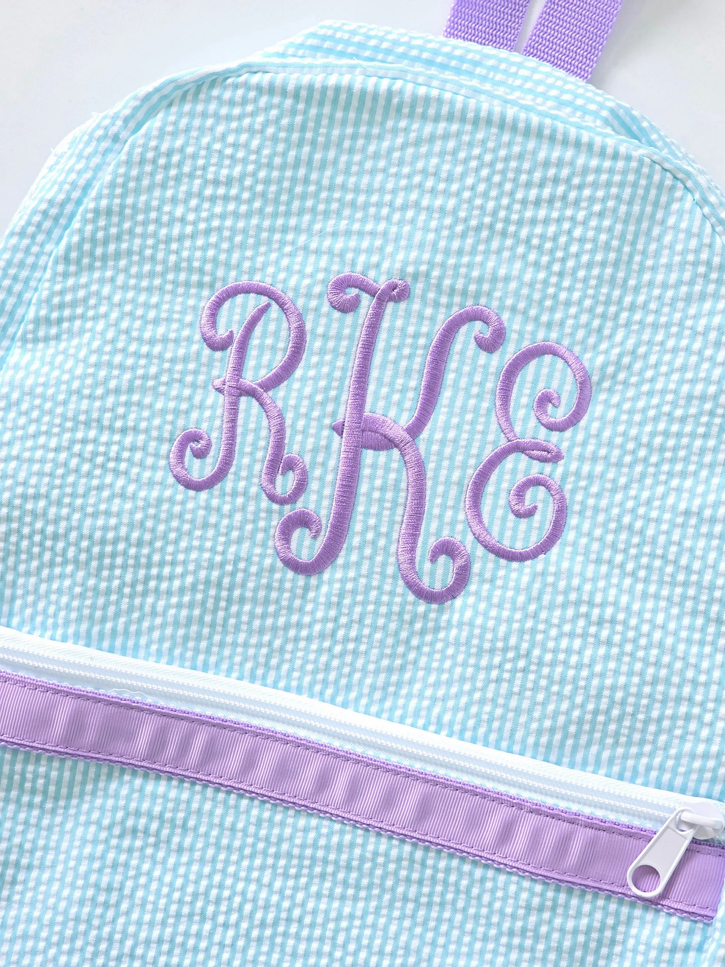 Mint Seersucker Backpack | Girls