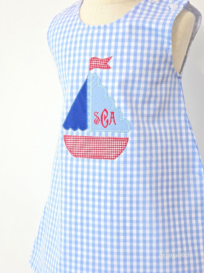 Sailboat Gingham Dress