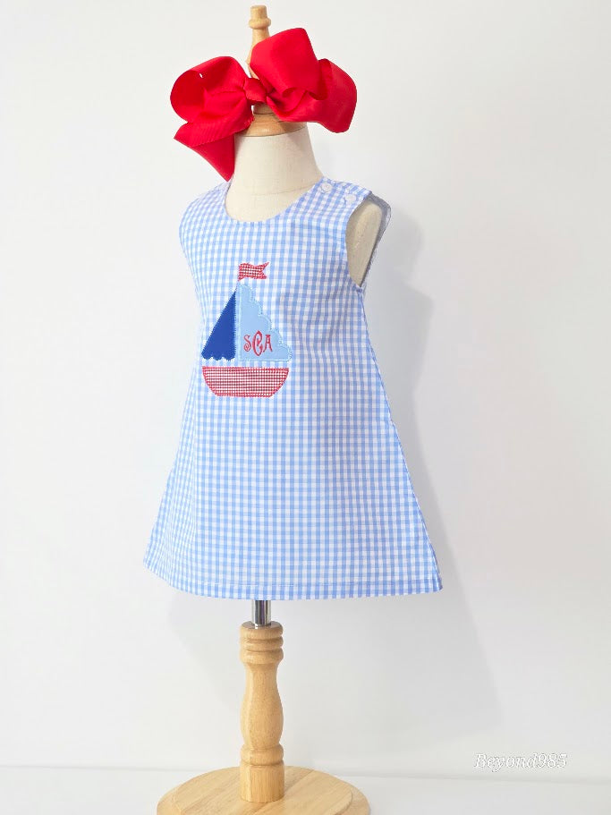 Sailboat Gingham Dress