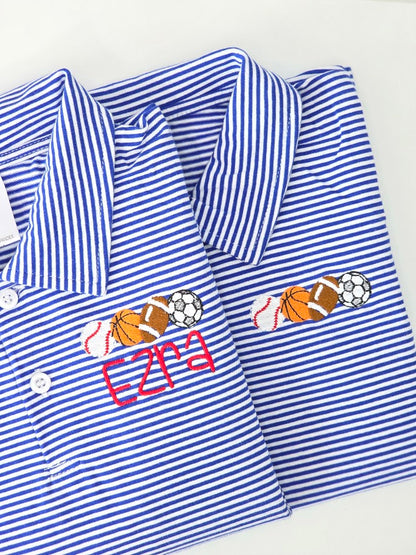 Boys Striped Polo Shirt & Romper