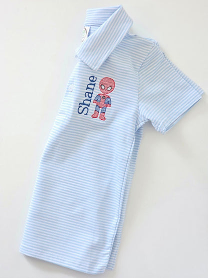 Boys Striped Polo Shirt & Romper