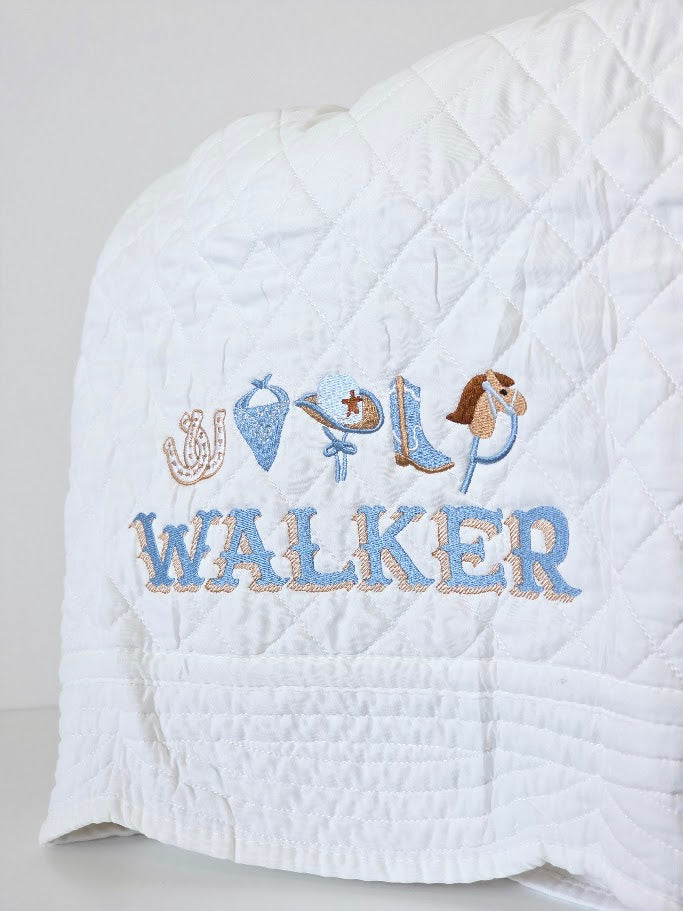 Western Cowboy Nursery Quilt | DIamond Quilted