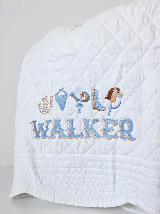 Western Cowboy Nursery Quilt | DIamond Quilted