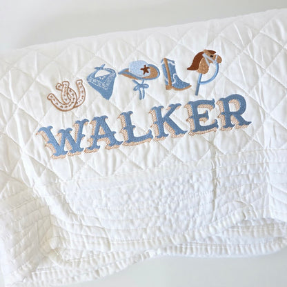 Western Cowboy Nursery Quilt | DIamond Quilted