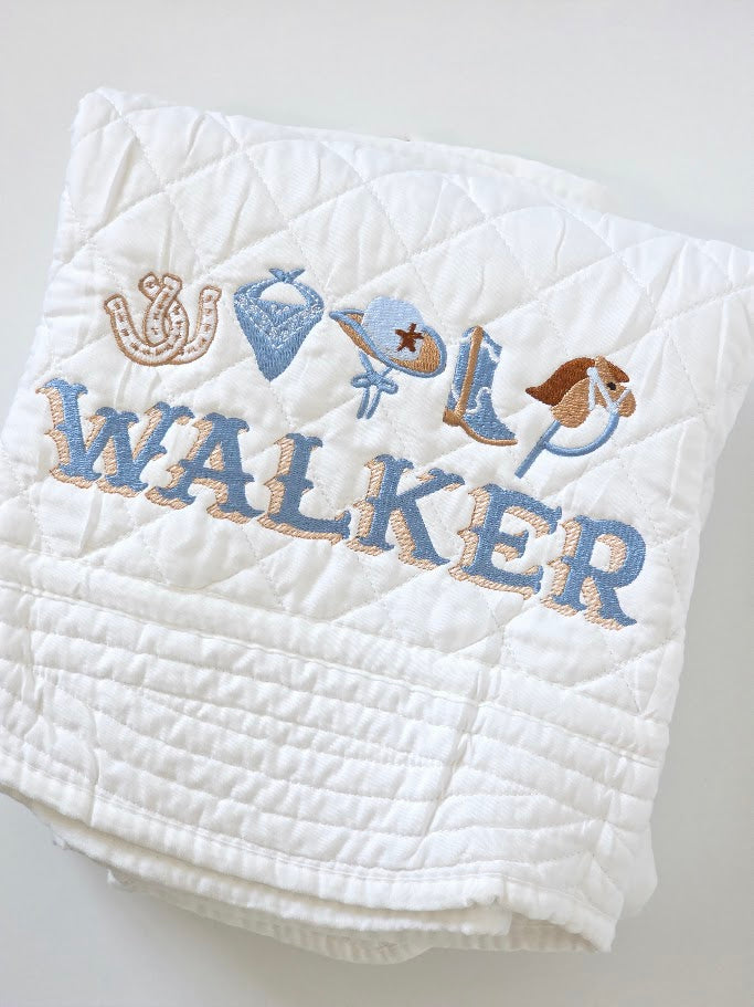 Western Cowboy Nursery Quilt | DIamond Quilted