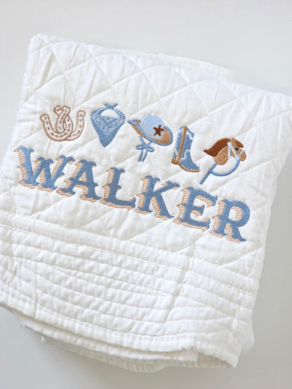Western Cowboy Nursery Quilt | DIamond Quilted