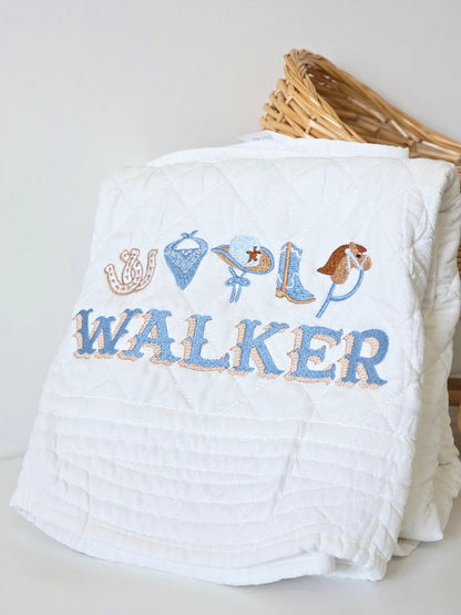 Western Cowboy Nursery Quilt | DIamond Quilted