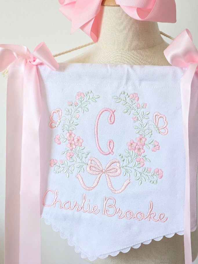 Floral Monogram Newborn Door Hanger