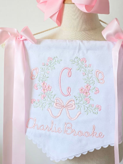 Floral Monogram Newborn Door Hanger