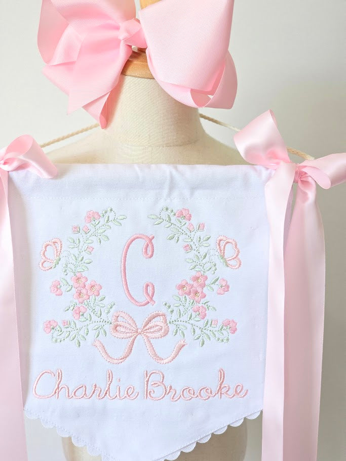 Floral Monogram Newborn Door Hanger