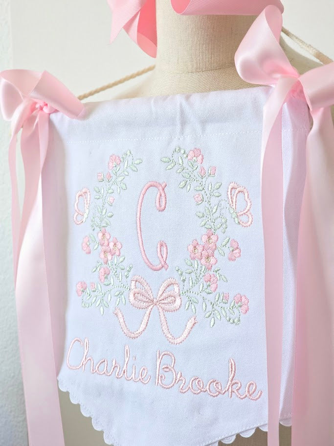 Floral Monogram Newborn Door Hanger