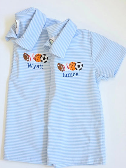 Boys Striped Polo Shirt & Romper