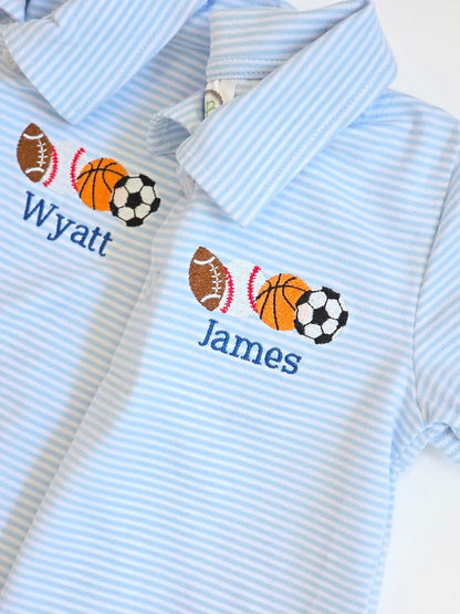 Boys Striped Polo Shirt & Romper