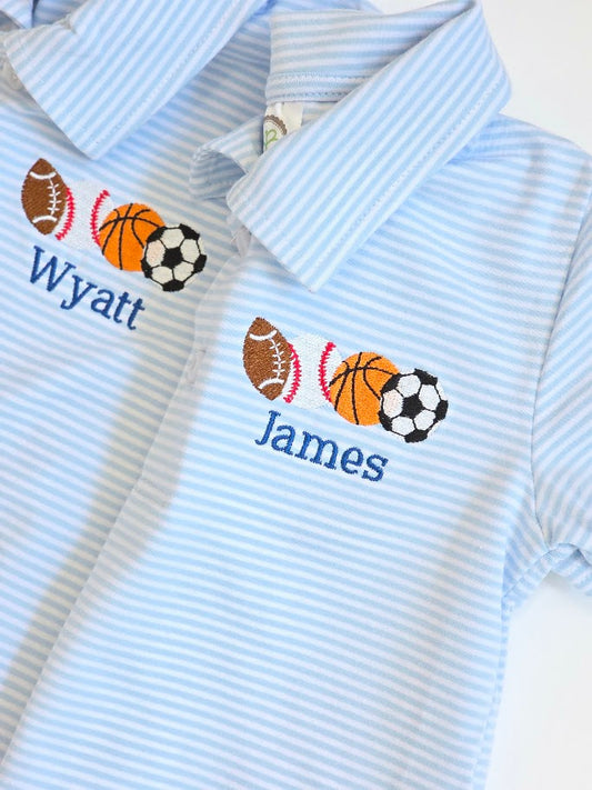 Boys Striped Polo Shirt & Romper