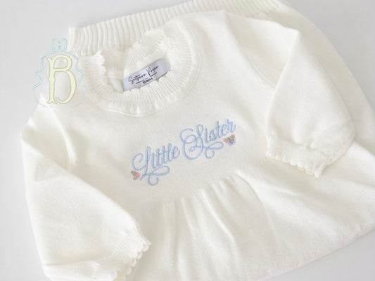 Little Sister Scalloped Newborn Gown