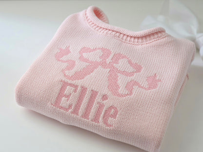 Roll Neck Sweater with Cross Stitched Heirloom Bow