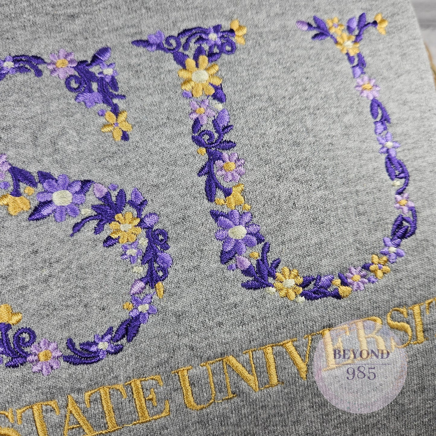 LSU Floral Embroidered Crewneck Sweatshirt