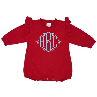 Embroidered Rollneck Knit Newborn Romper