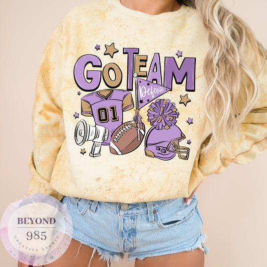 Go Team Purple and Gold Sweatshirt - Comfort Colors Sweatshirt