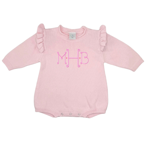 Embroidered Rollneck Knit Newborn Romper
