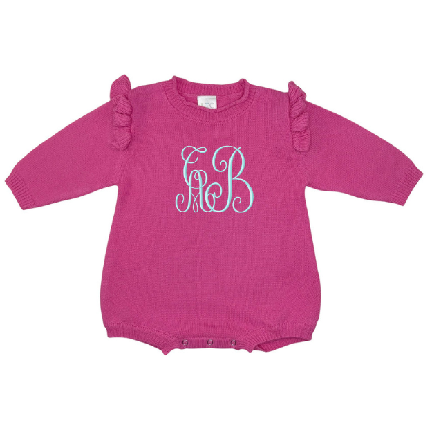 Embroidered Rollneck Knit Newborn Romper