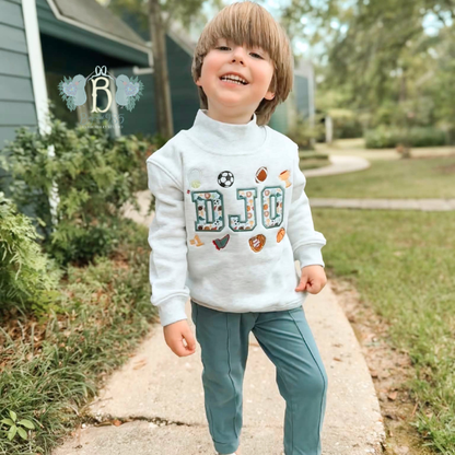 Vintage Sports Personalized Mock Neck Sweatshirt
