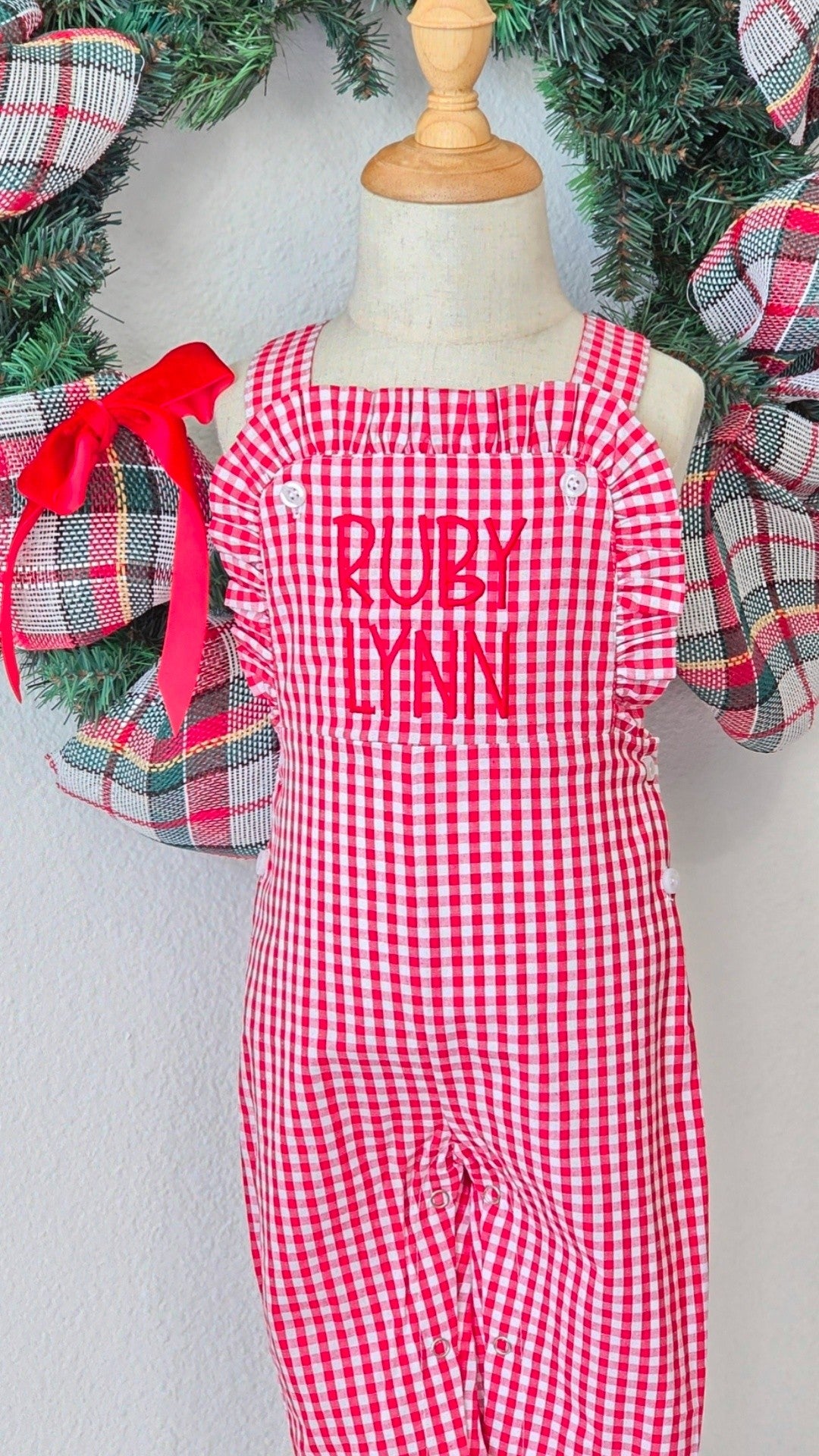 Girls Gingham Ruffle Longall