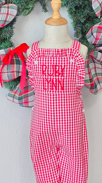 Girls Gingham Ruffle Longall