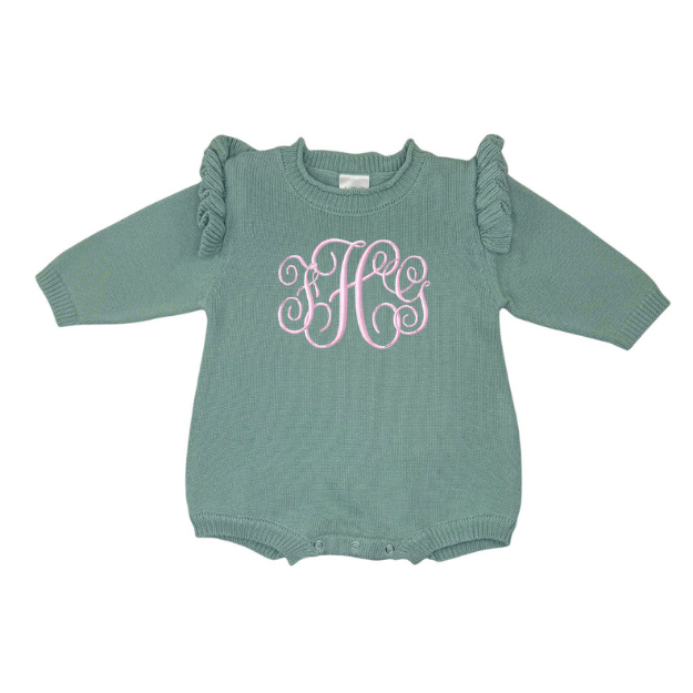 Embroidered Rollneck Knit Newborn Romper