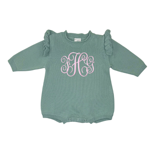 Embroidered Rollneck Knit Newborn Romper