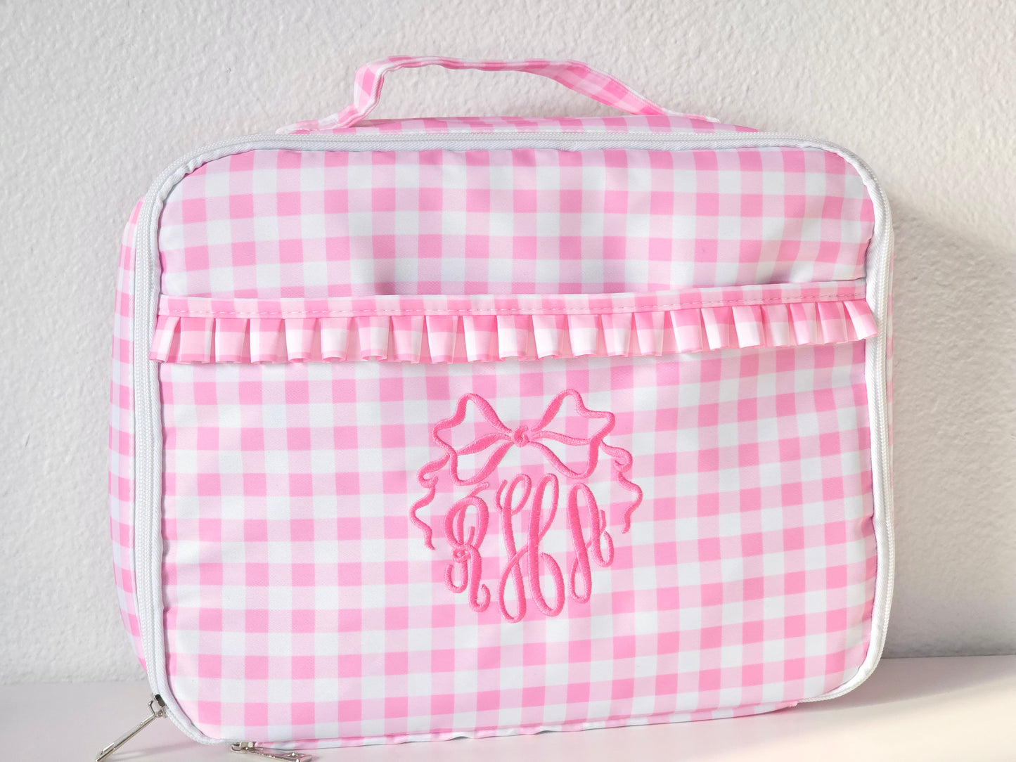 Gingham Lunch Bag with Ruffles | Pink Or Purple