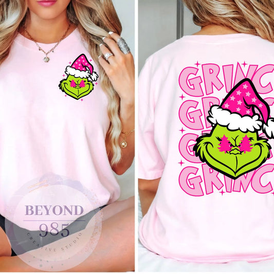 Pink and Preppy Christmas Grinch T-Shirt