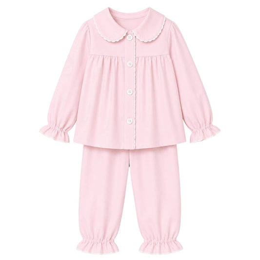Girls Solid Pink Pants Set
