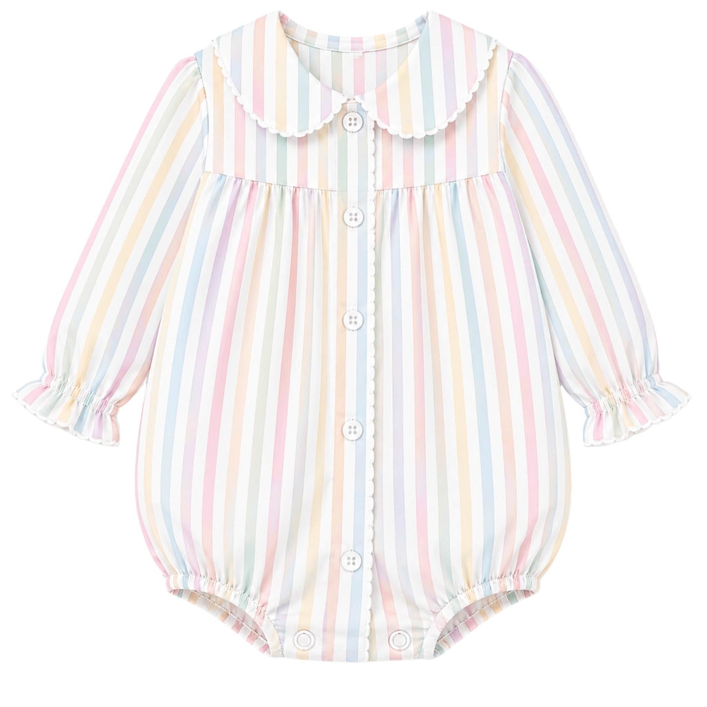 Girls Pastel Stripe Long Sleeve Bubble