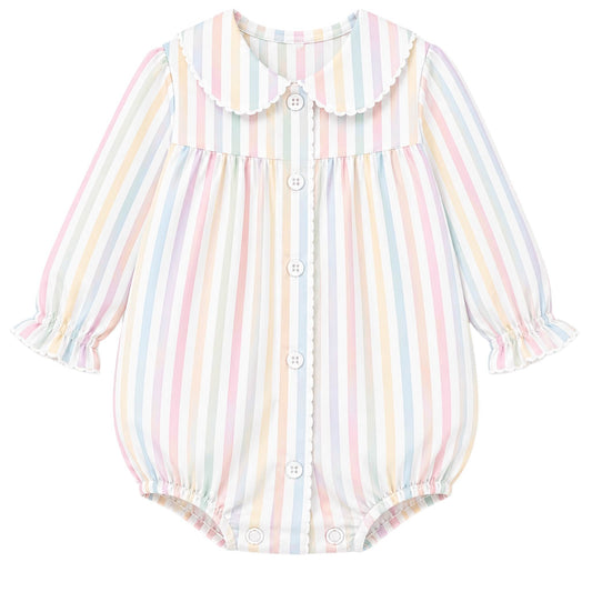 Girls Pastel Stripe Long Sleeve Bubble