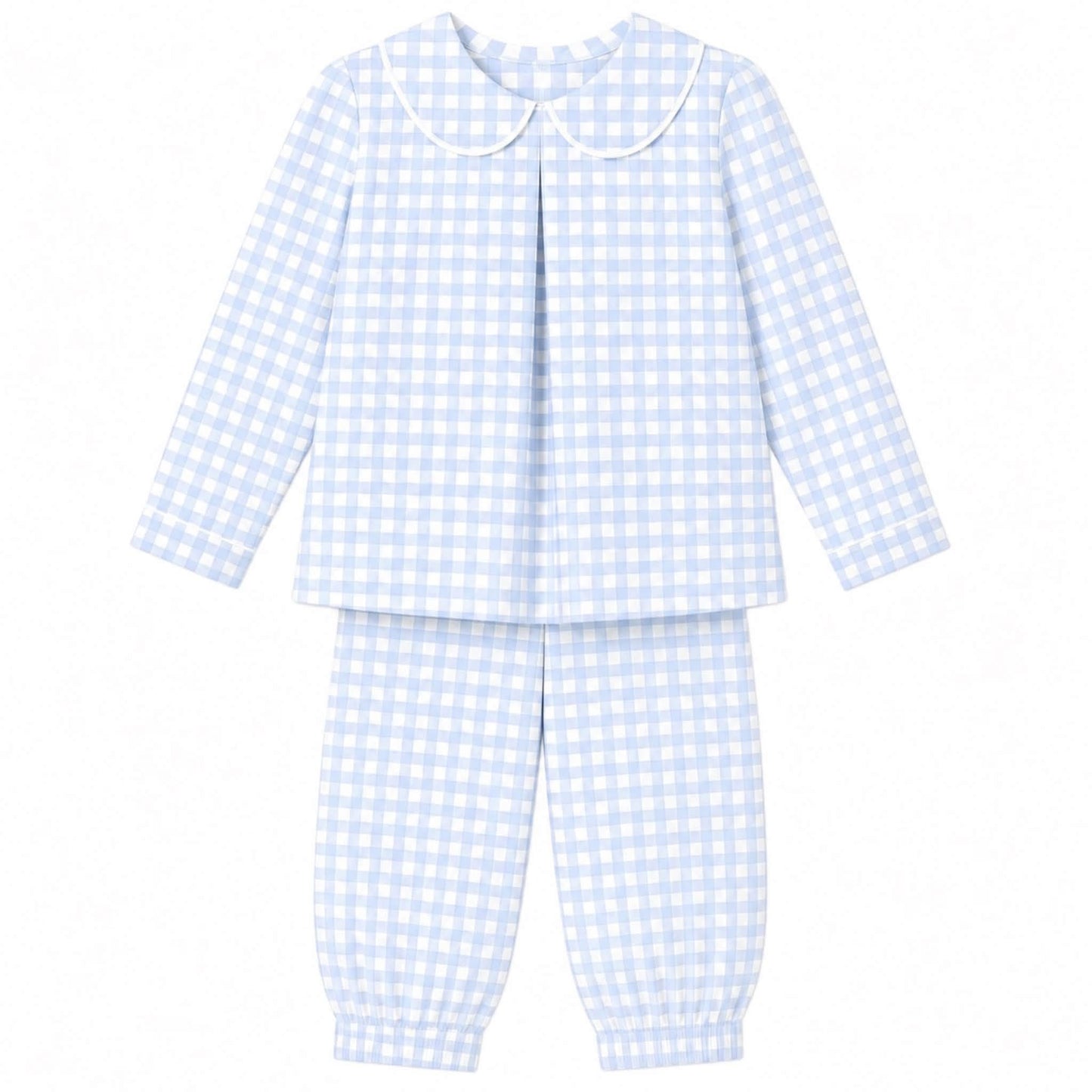 Boys Blue Gingham Pleated Pants Set