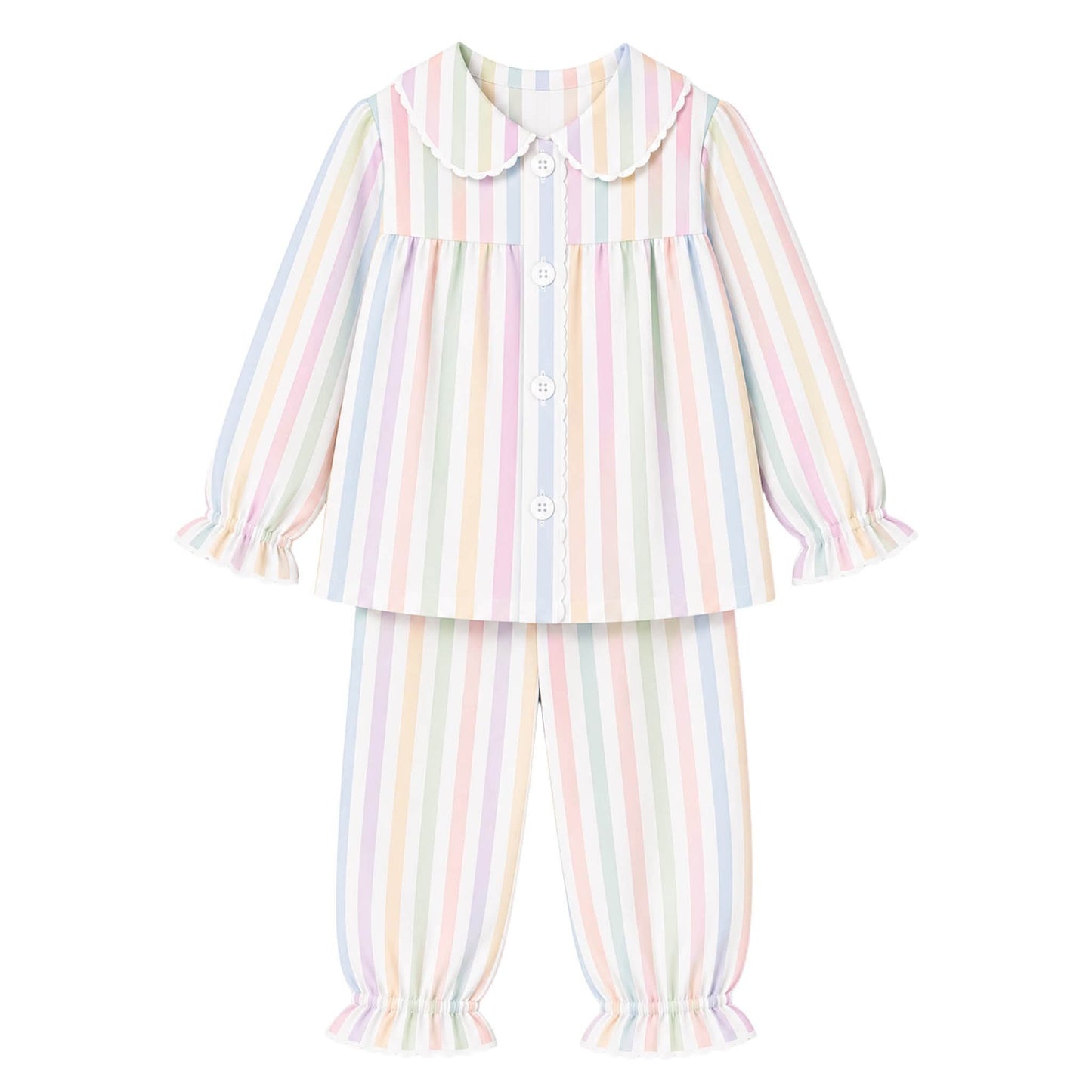 Girls Pastel Striped Pants Set