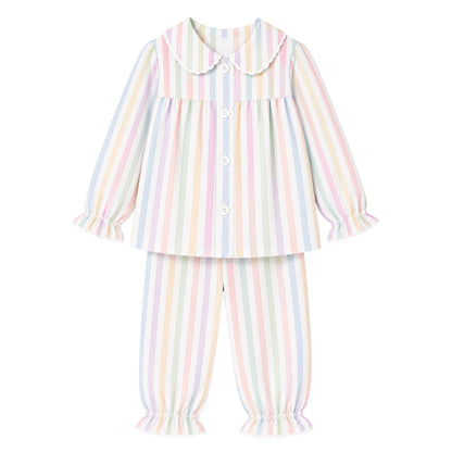 Girls Pastel Striped Pants Set