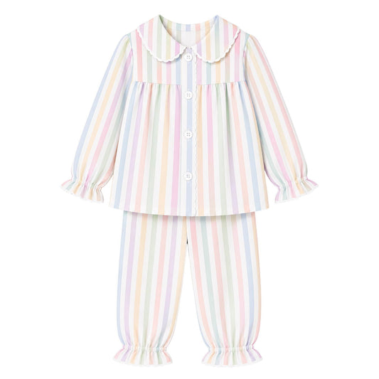 Girls Pastel Striped Pants Set