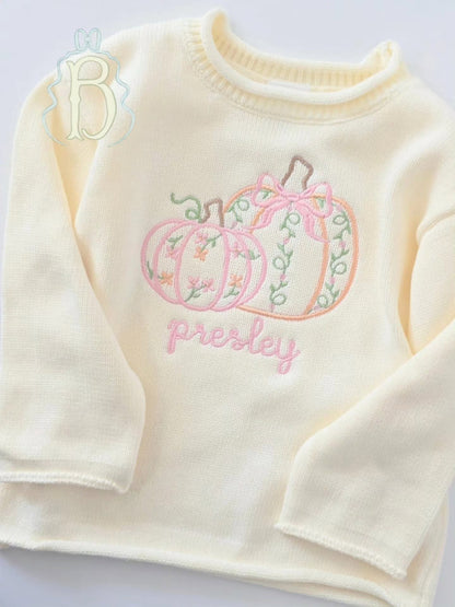 Pumpkins & Bows | Roll Neck Sweater